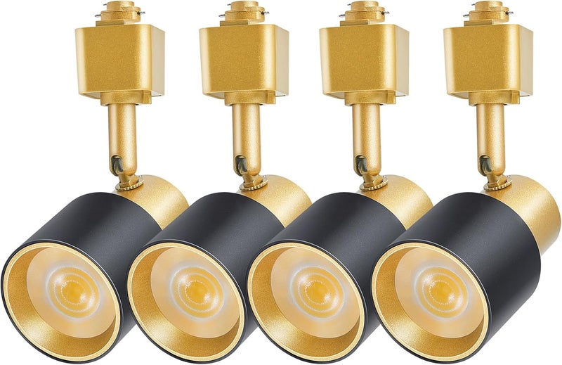 AIBISOD 10W H Track Lighting Heads 3000K Warm White Track Light Head Flxible Bright Black Gold Dimmable LED Track Lighting Fixtures for Accent Kitchen Office, Flicker Free CRI90+ 24° 900lm Pack of 4 - Image 1